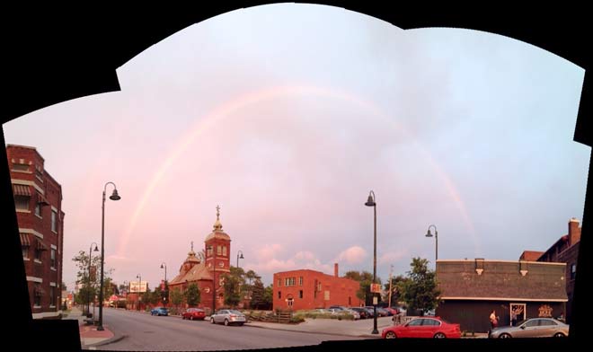 Rainbow over Detroit Ave.