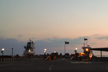 KI ferry at sunset