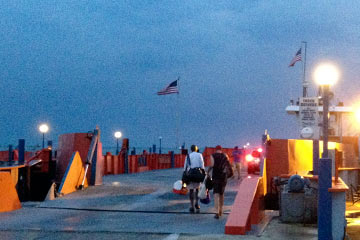 People getting on ferry