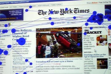 Screenshot of eye-tracking path on New York Times website