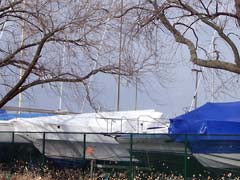 Boats in storage at Edgewater Marina