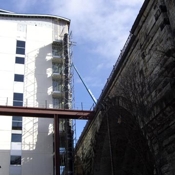 Photo of new condo next to old Superior Viaduct