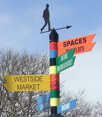 Direction sign at West 25th and Detroit