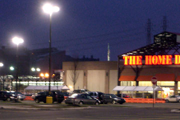 Home Depot store in Steelyard Commons with steel mill in background