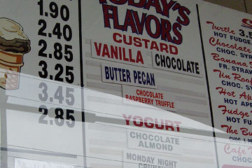 List of flavors at East Coast Custard