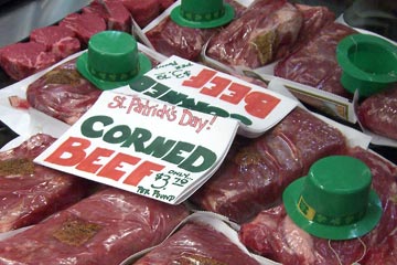 Corned beef display for St. Patrick's Day