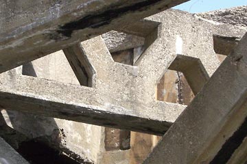 Concrete overpass structure from underneath