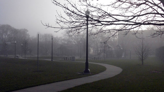 Bright but foggy view of Kentucky Park