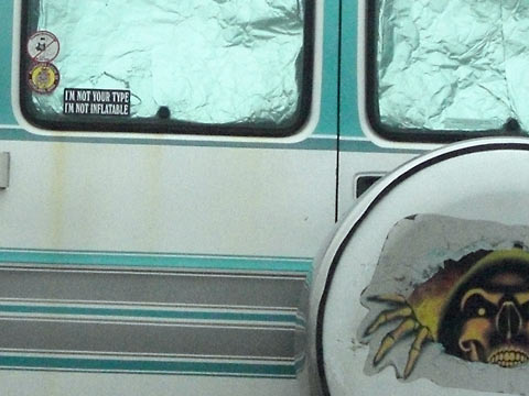 Bumper sticker on van