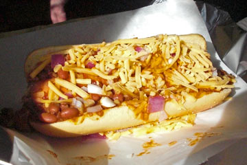 Chili dog with cheese