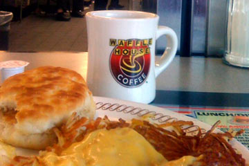 Coffee, eggs and hashbrowns