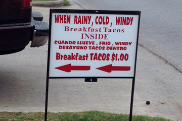 Sign outside Los Huaraches