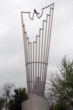 Sculpture and bird