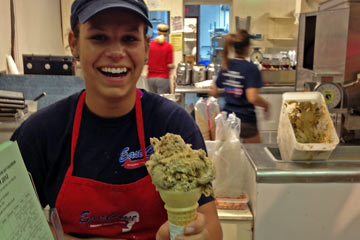 Teenage girl holding ice cream cone