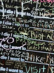 Close-up of words written in chalk