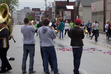 St. Ignatius band playing for 10k runners