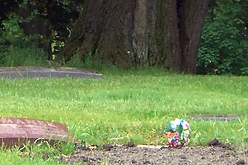 Flowers on the grave of Joanne's mom