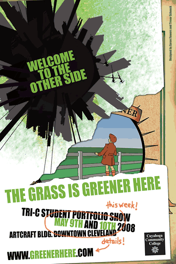 Grass is greener here portfolio show flyer