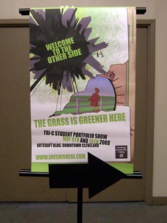Grass is Greener sign marking entrance to the Portfolio Show