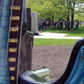 Pipe and drum group practicing at Willard Park