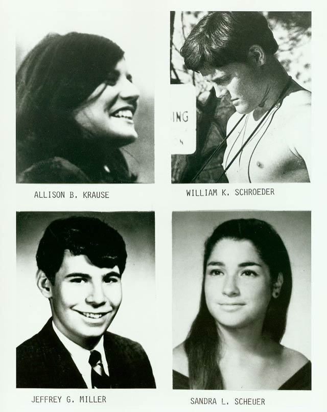 News photos of four students killed at Kent State on May 4, 1970
