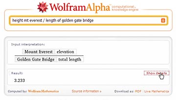 Wolfram Alpha screenshot