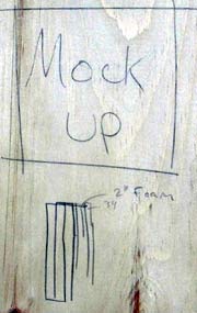 Close-up of carpenter's sketch on piece of wood