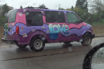Van with "Love" painted on side