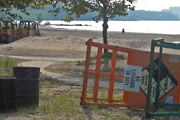 LIfeguard chairs near beach at Edgewater Park