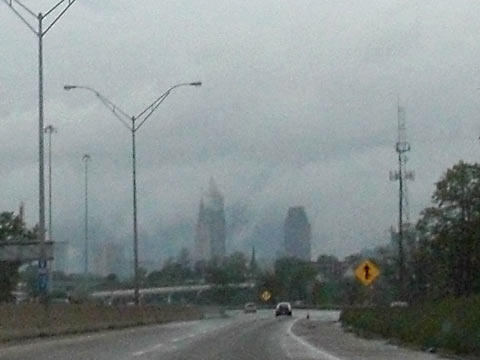 Downtown skyline lost in the clouds