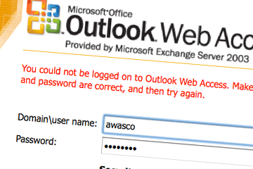 Screenshot of Outlook login window