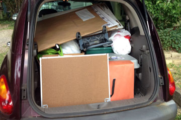Stuff piled inside car