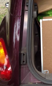 Boxes inside car