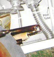 Detail of water heater thermocouple
