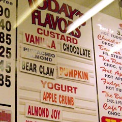 Menu board at East Coast Custard