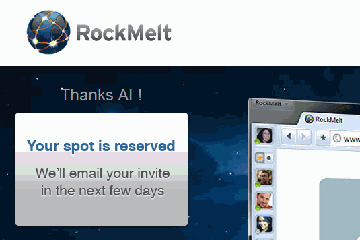 Screenshot of RockMelt invitation