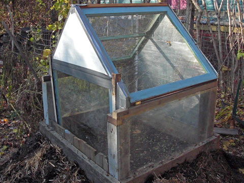 Mini-greenhouse made from old windows