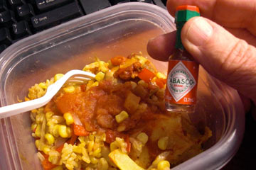 Tiny bottle of Tabasco sauce