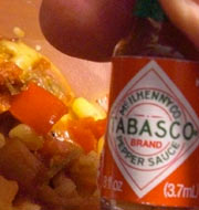 Tiny bottle of hot sauce