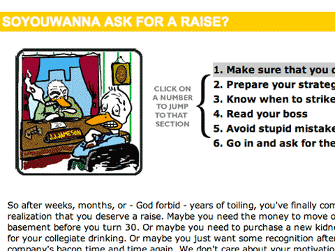 Screenshot of how to ask for a raise page