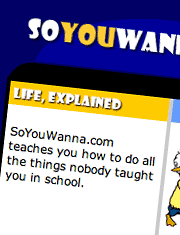 Screenshot of SoYouWanna.com homppage