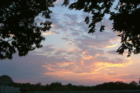 Looking west at sunset from University Circle