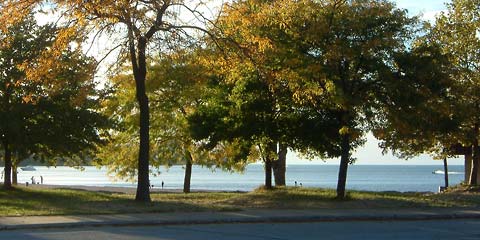 Looking west on a sunny day at Edgewater Beach