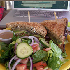Veggie sandwich and salad