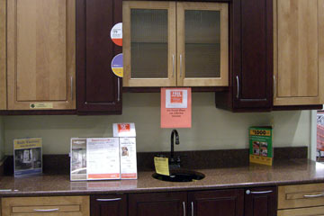 Sample kitchen cabinet display at Home Depot