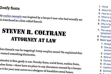 Screenshot from Typography for Lawyers website