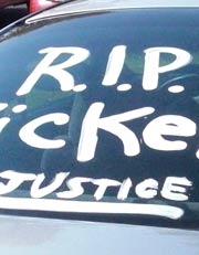 'R.I.P.' written on car window