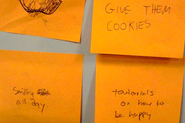Post-It notes about happiness