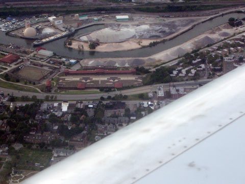 View of Cleveland from plane window