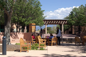Students sitting in courtyard at SFCC